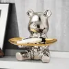 Novelty Items Creative Plating Bear Status Storage Holder Bearbrick Key Table Support Luxury Desktop DecorationL2403