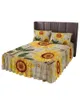 Copriletto elasticizzato con gonna da letto retrò shabby girasole con federe, set di biancheria da letto, coprimaterasso