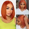 Keytac Ginger Orange 13x4 Frontal Lace Bob for Black Women Gluels Clucked 150 ٪ كثافة مباشرة الشعر البشري القصير البرازيلي العذراء (10 بوصات)