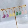 Boucles d'oreilles en cristal de pierre naturelle pour femmes et filles, joli petit croissant de lune, breloque goutte pendule Citrines, boucles d'oreilles en cristal violet