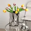 Vases Vase à fleurs en céramique de grande capacité, pièce maîtresse en or et argent, pour fête, maison, chambre à coucher, décor de Table à manger