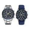 Luxury Wateproof Quartz Watches Business Casual Steel Band Watch Men's Blue Angels World Chronograph WristWatch322z