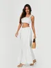 Work Dresses Women Two Piece Maxi Skirt Set Y2k Sleeveless Crop Cami Top Ruffle Tiered Flowy Long Vacation Beach Outfits