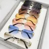 Gafas de sol Y2K Rimless Butterfly Square Mujeres para hombres 2024 Vintage Gafas de sol Diseñador Steampunk Pink Shades