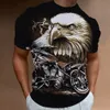 American Eagle Pattern Men's T-Shirt 3D Motorcycle Print Tees Manga Curta Retro Tops Verão Roupas Masculinas Pulôver Oversized Z0oO #