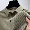 Heren Borduren Merk Hoge Kwaliteit Gebreid Ijs Koel Poloshirt Zomer Casual Polo Kraag Rib Ademend Top Korte Mouw T-shir D4Ec #