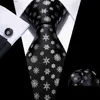 Neck Ties Neck Ties Black White Snow Silk Men Tie for Christmas Necktie Hankerchief Cufflinks Set Xmas Festival Bell Reindeer Santa Tree Barry.Wang Y240325