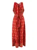 Robes décontractées GypsyLady rouge Boho Floral Chic Maxi robe licou col en V dos nu femmes été vacances fête sexy dames robes