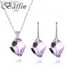 Boucles d'oreilles collier ensembles de bijoux de mariage cristal d'autriche pendentif géométrique collier boucles d'oreilles pendantes pour femmes amis accessoires de qualité L240323