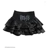 Skirts Ruibbit Original Japanese Harajuku Style Girl High Waist Ruffles Cute Black Denim Pleated Skitrs Preppy Mini Shorts