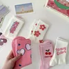 Women Socks 1PC Pink Flower Fashion Cute Sweet Harajuku Cotton Casual Korea Japanese Kawaii Girls Calcetines