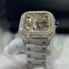 Moissanite Watch Hip Hop Bust Down 41mm män Iced Out Branded Watch VVS Baguette Setting