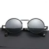 Okulary przeciwsłoneczne vintage mężczyźni kobiety retro punkowa okrągła metalowa rama kolorowe soczewki okularowe okulary mody okulary gafas sol mujer