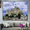 Stitch DIY Mont Saint Michel Krajobraz Pełny diament malarstwo francuskie słynne scenerie krzyżowe ścieg mozaiki