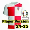 2024 Euro Cup Croácia Jersey Nova 2025 Croatie National Team 24 25 Camisa de Futebol Homens Crianças Kit Set Home Branco Away Blue Men Jerseys MODRIC KOVACIC PASALIC PERISIC