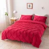 Conjuntos de cama de alta qualidade 3D Pinch plissado Duvet Cover Set Cor Sólida Single Double Twin Quilt Consolador Capas 3 Pcs