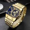 Brand New Oulm Quartz Watches Men Military Waterproof Wristwatch Luxury Gold Stainless Steel Male Watch Relogio Masculino 210329273P