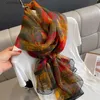 Bandanas Durag Bandanas Durag New 180*130cm sjalar Gift Par Style Pashmina Silk Hijab Women Fashion Design Scarf Popular Model Summer Sunscreen Scarves Y240325