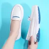 Casual Shoes Women's Leather Air Cushion Soft Sole Shallow Mouth Breathable Anti Slip Thick Work Small White