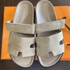 Designer läder sandaler lyxiga sandal sommarlist och vinter strand platt botten plysch tofflor