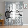 Volets Rock guitare musique rideaux transparents pour salon Voile rideau chambre salle de bain Tulle rideaux fenêtre rideaux