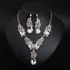 Vente chaude mariée classique strass cristal collier ras du cou boucles d'oreilles ensembles de bijoux de mariage accessoires de mariage bijoux de mariée