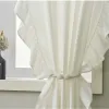 Tende Tende con volant bianche per sale da pranzo, finiture shabby chic in lino di cotone, tende trasparenti per la privacy, baldacchino per camera da letto, decorazioni per la casa,