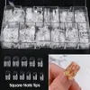 500 stks Lange Doodskist Nep Nagels Trapeziumvormige Valse Gekleurde Glazuur Druk op Nagels Tips Set Uitbreiding Nagelbenodigdheden Gereedschappen CH1989 240318