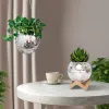 Decorazioni Disco Ball Impiccing Flower Pot per piante da interno a fioriera in stile bohémien Specchio a corda di corda cesta con basti giardino vaso