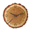 Horloges murales Design naturel Horloge en bois Souche d'arbre 12 pouces Grain Mouvement à quartz silencieux pour la maison