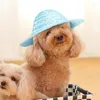 Dog Apparel Cat Shade Straw Hat Holiday Costumes Garden Sun Bucket Caps Beach Mini With Elastic Chin Strap For