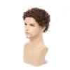 Wigs Synthetic Wig for Men Natural Brown Short Kinky Curly Hair Men Wigs Fashion Style Adjustable Size Breathable Wigs Male 2023