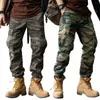 100% Cott Camoue Cargo Pants Men's Outdoor High Quality Military Tactical Multi Pockets Sweatpants Lose Combat Byxor U0D9#
