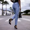 Jeans pour femmes Femmes Denim Longueur de la cheville Pantalon Fesse Lift Poches droites Trous Gaine Solide Couleur Légère Strech High Street