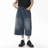 Men's Jeans IEFB Korean style retro mens summer jeans loose fitting mens wide leg knee length shorts 2023 new wash fashion denim Trouser 9A8825L2403