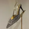 2024 Nuovi eleganti sandali designer di donne scarpe da matrimonio con tacco alto con decorazione rino -strass di piede vuoto punta a punteggio da 9 cm con tacchi a spillo sexy sexy