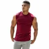 2023 Estate più nuova marca Mens orlo curvo tinta unita Palestre Stringers Vest Bodybuilding Abbigliamento Fitn Man Serbatoi Top 990U #