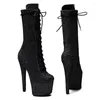 Tanzschuhe, Modell zeigt Glitzer-Obermaterial, 17 cm, Damen-Plateau-Party-High-Heels, Stangenstiefel 203