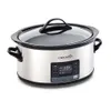 Crock Pot Mytime Technology Olla de cocción lenta programable de 6 cuartos y calentador de alimentos con temporizador digital, acero inoxidable (2137020)