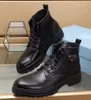 Neue Wintermänner Monolith-Knöchelstiefel Schwarze gebürstete Leder Nylon Schnüre-up Technischer Gummi-Sohle Stiefel Gentleman Kampfstiefel Gentleman Walking EU38-45