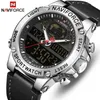 NAVIFORCE Top Brand Mens Orologi sportivi di moda da uomo in pelle impermeabile orologio da polso al quarzo militare analogico digitale Relogio Masculino242A