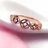 Cluster Rings Classic 585 Purple Gold Copper Coin Resizable For Women 14k Rose Plated Chinese Style Fashion Wedding Jewelry Gift