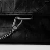 Shoulder Bags Rhombus Black Rock Soft Single Oblique Span Chain Bag Luxury Handbags For Woman 2024 PU Leather Messenger