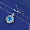 Pendentifs Shipei 925 Silver 10 Daisy Set Pendentif Sea Blue Flower Cut Diamant à haute teneur en carbone