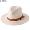 Wide Brim Hats Bucket Hats 56-58-59-60CM New Natural Panama Soft Straw Hat Summer Womens/Mens Wide Brown Beach Sun Hat UV Protection Fedora Hat J240325