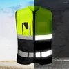 Motorcykelkläder Multi-Pockets Hög synlighet Dragkedja Front Safety Vest med reflekterande remsor och ridning av flera ändamål