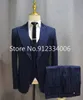 2021 Herrdräkter Stripe Men's Blazer Wedding Man Groom Tuxedos Suit With Pants 3 Pieces Jacket+Pants+Vest Costume Homme 91un#