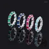 Cluster Rings Women Jewelry 925 Sterling Silver Emerald Aquamarine Ruby Sapphire Zircon Wedding Promise Eternity Band Ring