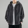 Spring and Automne Mens Color Color Cardigan Hoodies Sweetshirt Casual Loose Male Hooded Vêtements d'extérieur Top 240312