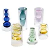 Vases Vase en verre coloré pour la décoration de la maison, Pots de plantes hydroponiques créatifs nordiques, ornement artisanal, Vases à fleurs de salon